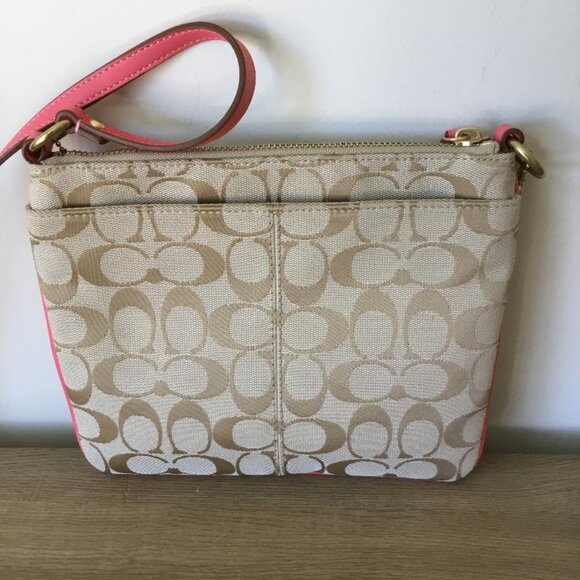 COACH Bonnie Cashin Crossbody Bag Signature Tan, Pink & Orange w/Gold Hardware - Picture 4 of 5